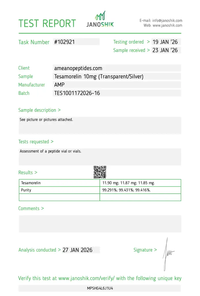 Tesamorelin 10mg COA