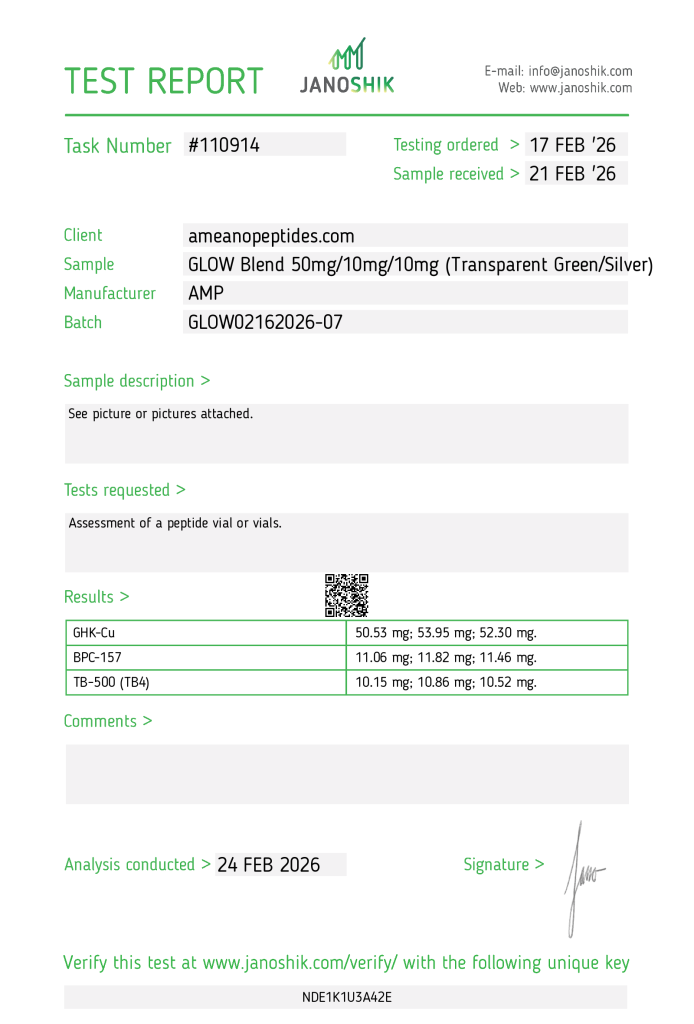 Glow Blend (BPC-157/TB-4/GHK-cu) 10/10/50mg COA