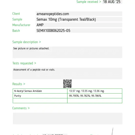 Semax 10mg COA
