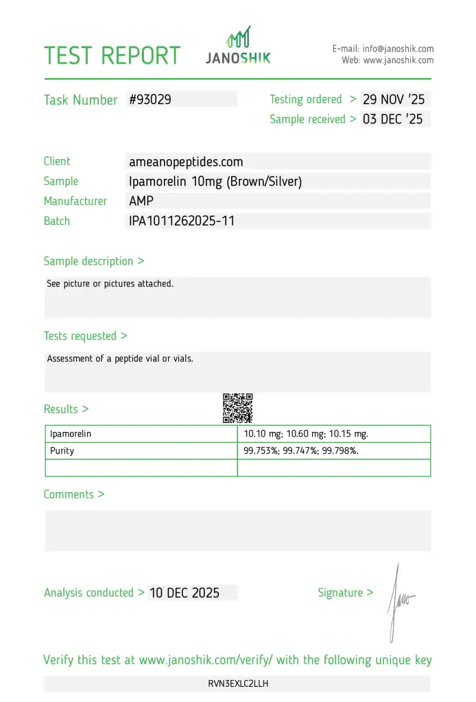 Pre-Sale – Ipamorelin 10mg COA