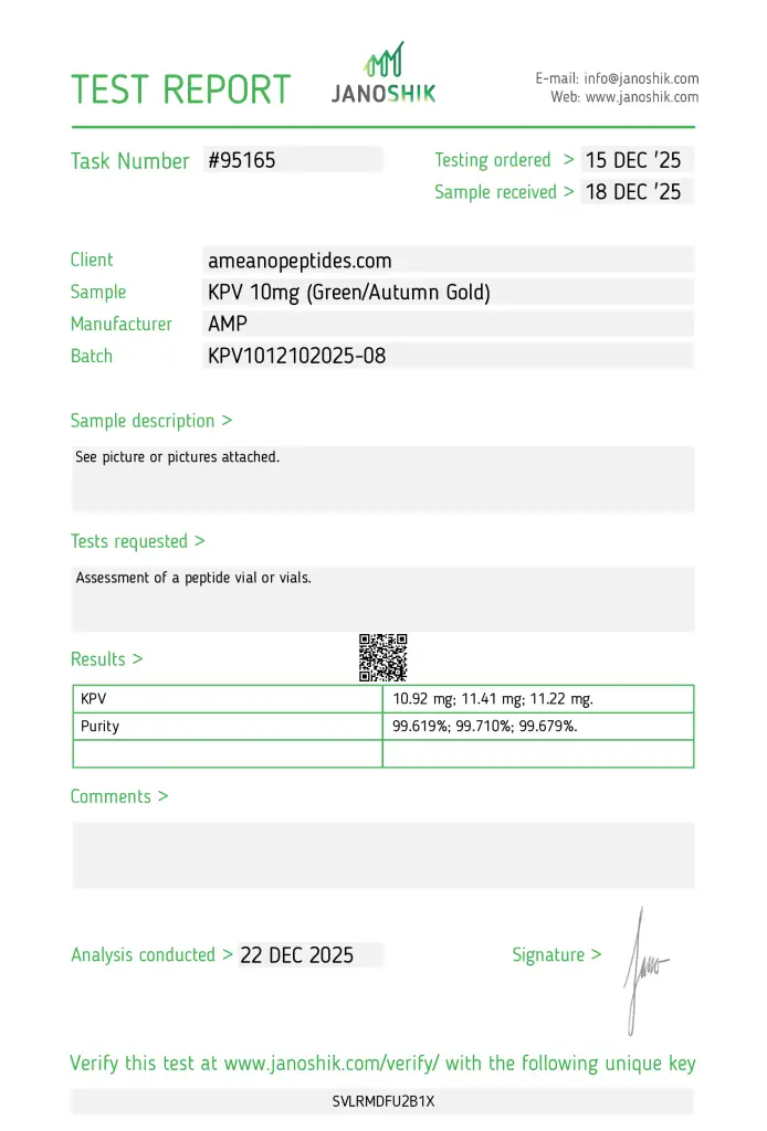 Pre-Sale – KPV 10mg COA