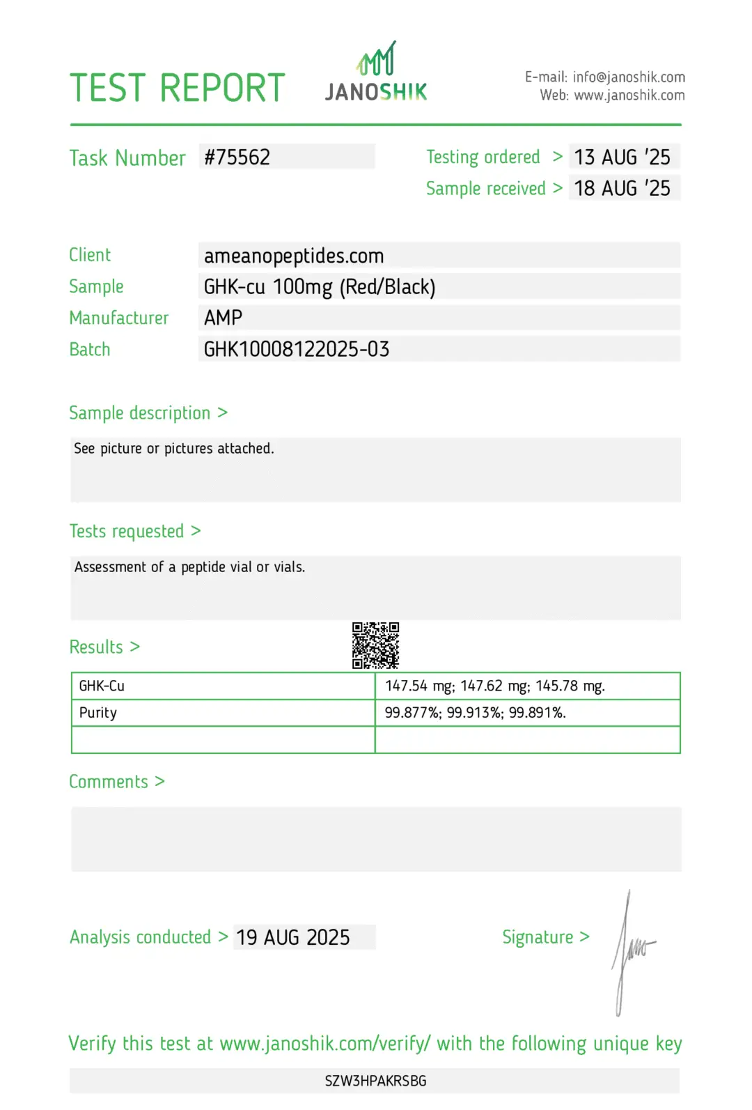 GHK-Cu 100mg COA