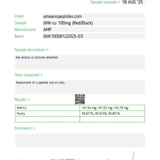 GHK-Cu 100mg COA