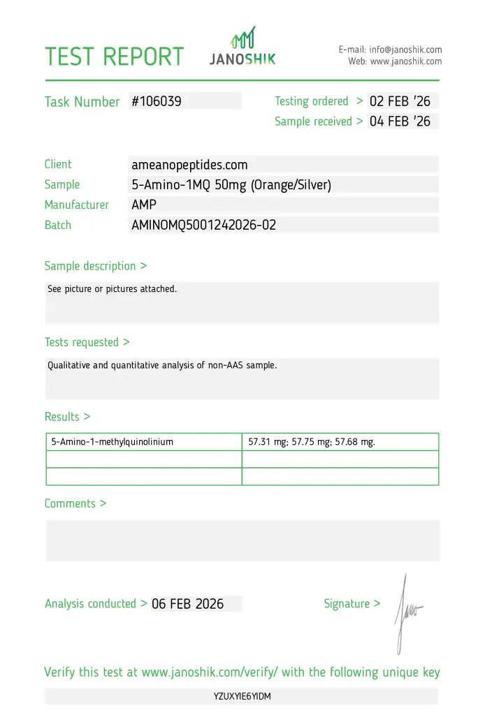 5-Amino 1mq – 50mg COA