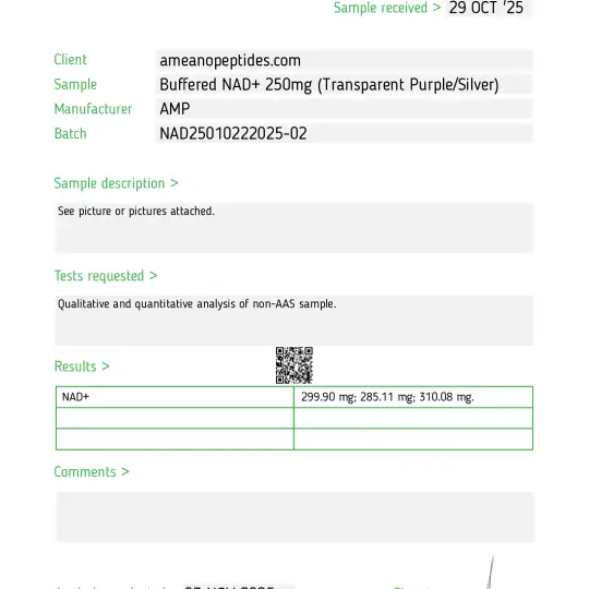 NAD+ Buffered 250mg COA