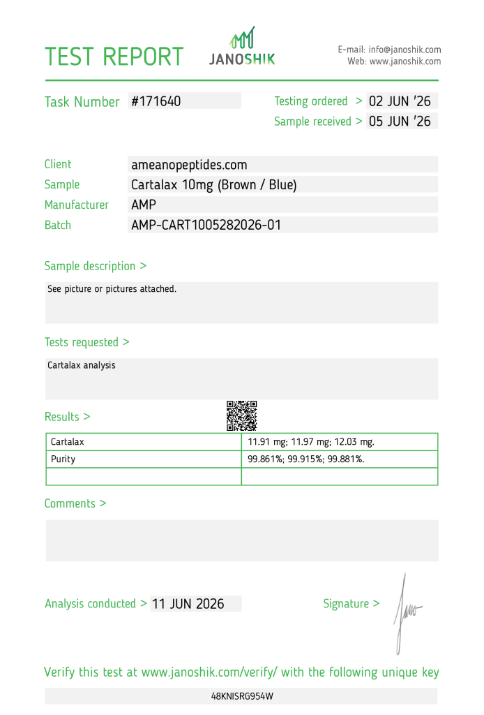 Cartalax – 10mg COA